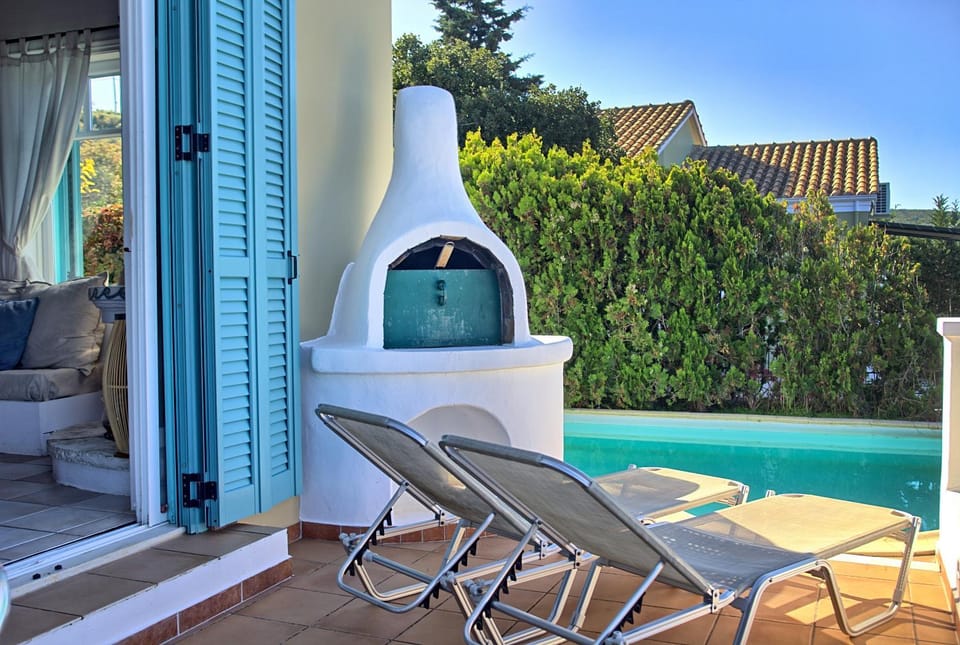 Property building, Living room, Swimming pool