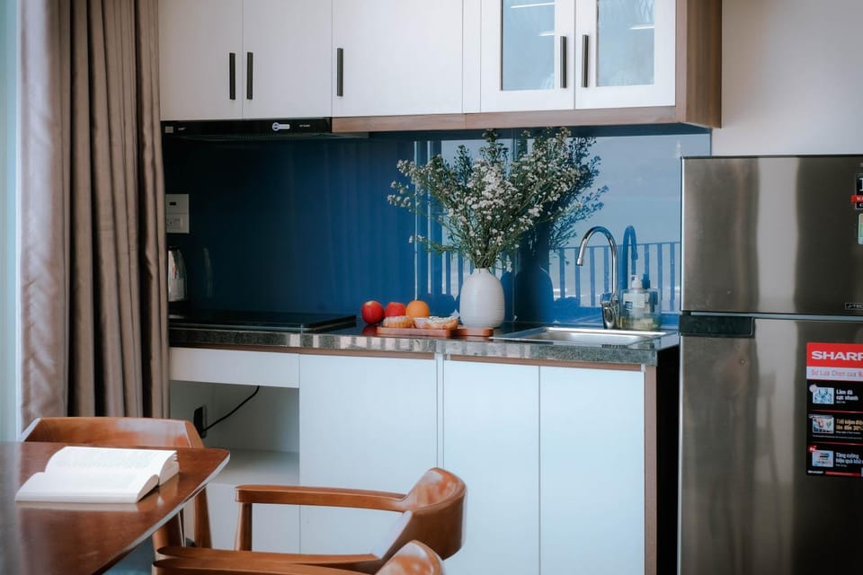 Kitchen or kitchenette, stove