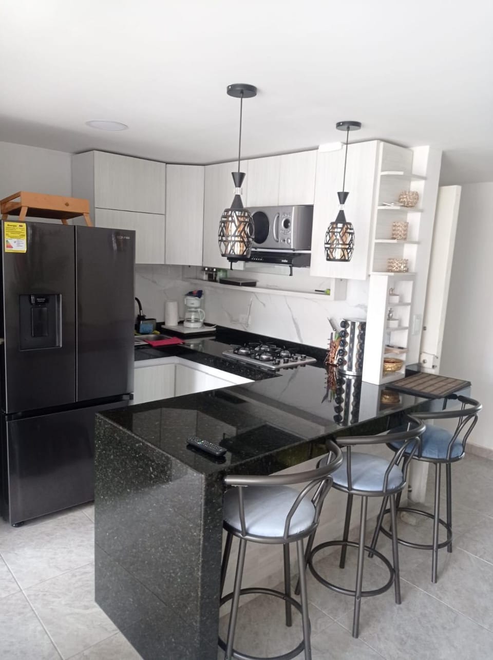 Kitchen or kitchenette, stove, kitchen