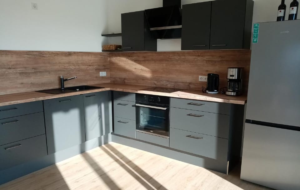 Kitchen or kitchenette, stove