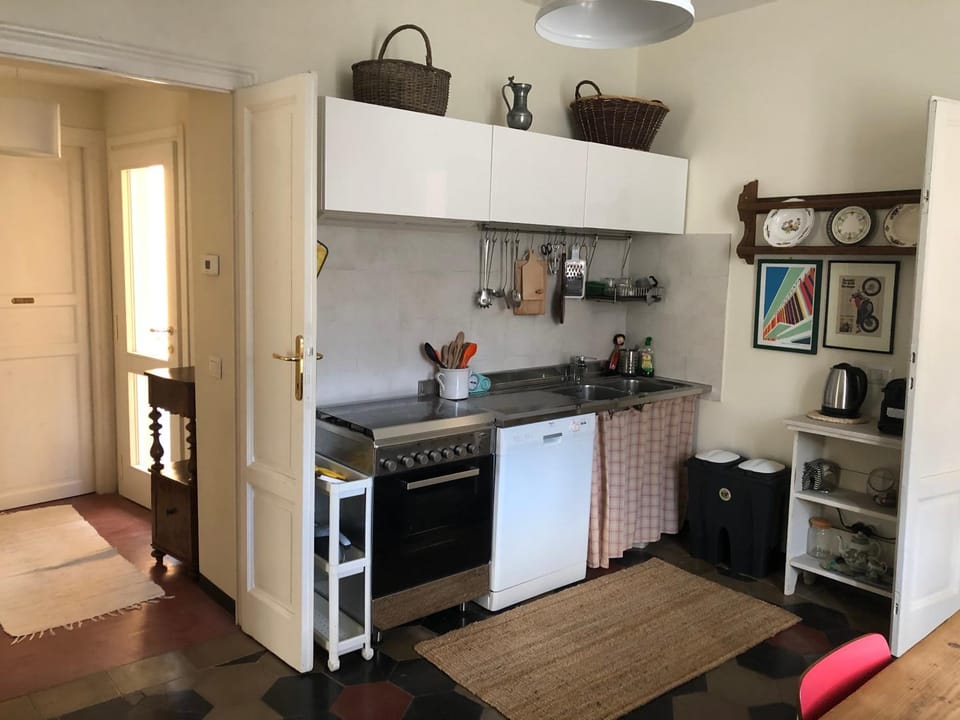 Kitchen or kitchenette, dishwasher, stove