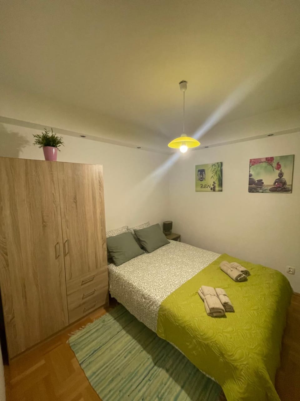 Bed, Photo of the whole room, Bedroom, towels, wardrobe