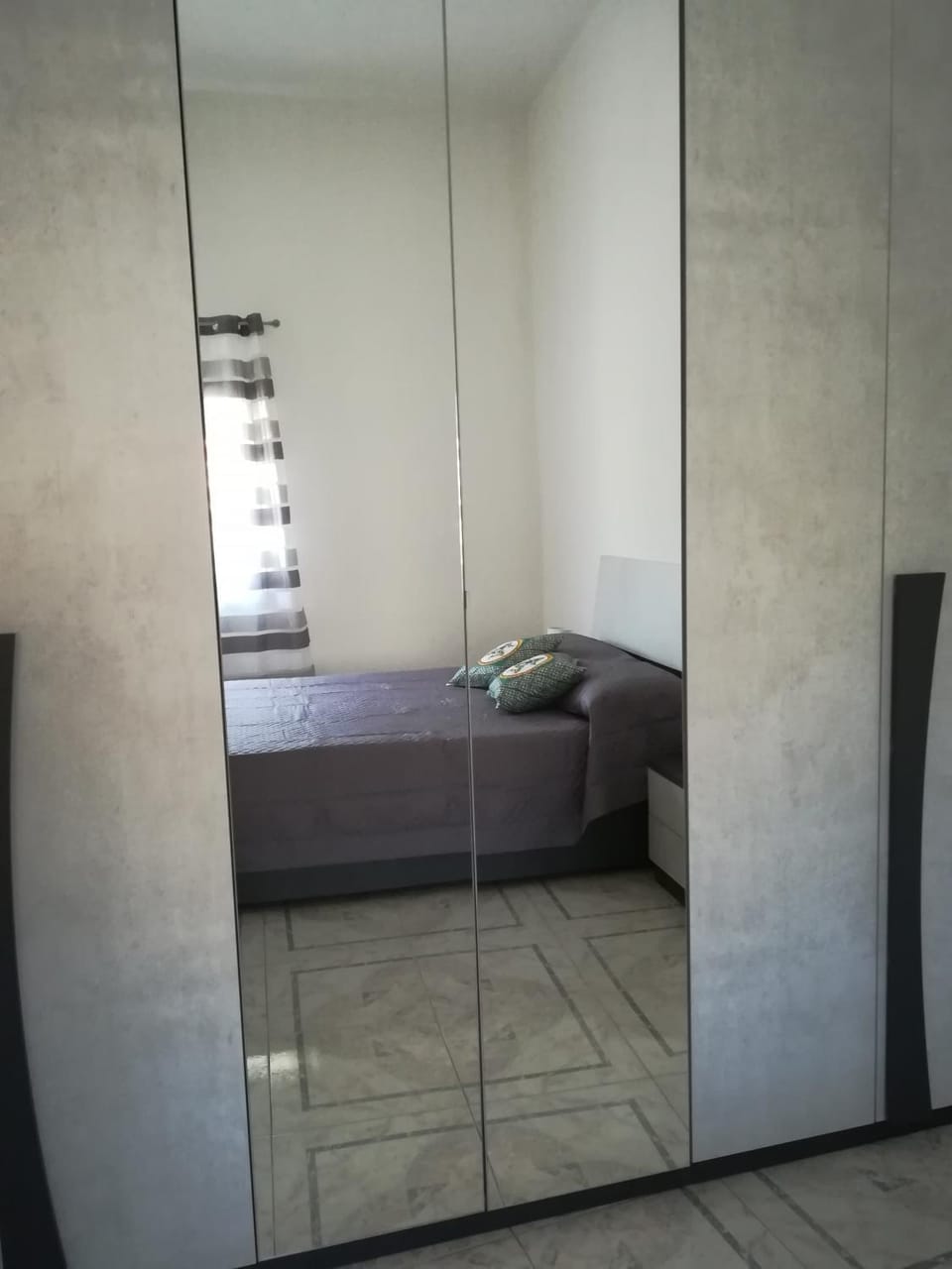 Bed, wardrobe