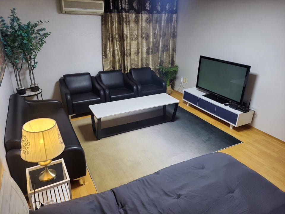 Bed, TV and multimedia, Living room, Photo of the whole room, Seating area, Evening entertainment, Bedroom