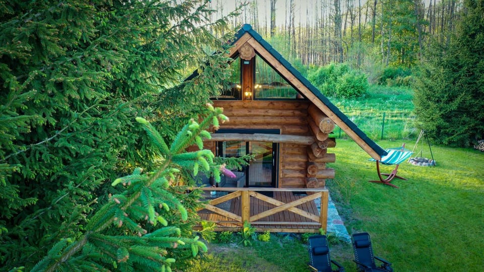 Domek z bala MAZURY, bezpośredni dostęp do jeziora, plaża, pomost Apartment in Poland