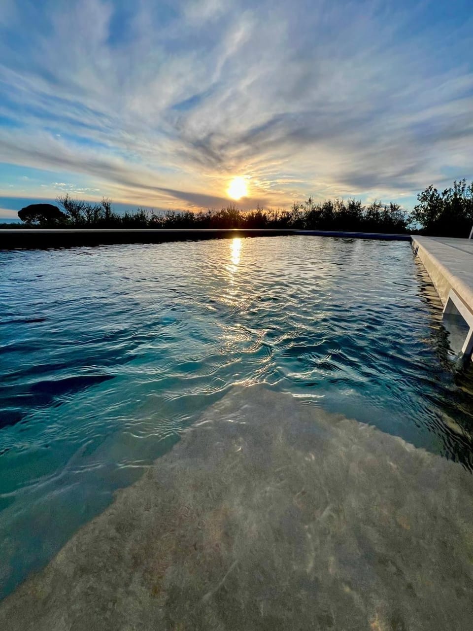 Natural landscape, Swimming pool, Sunset