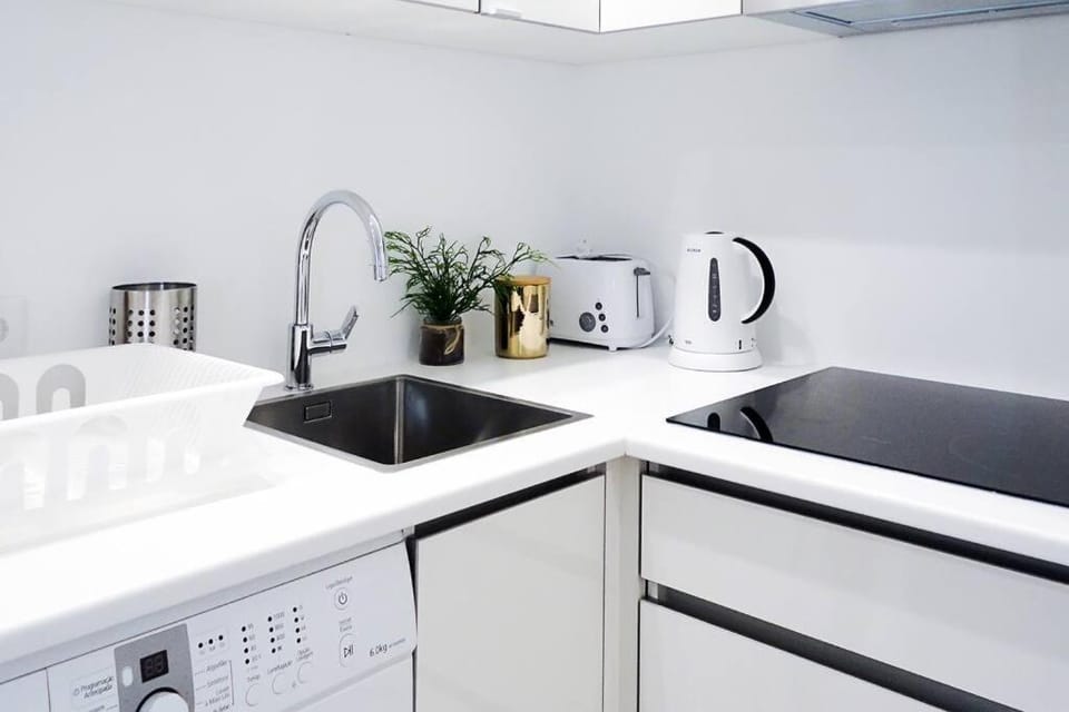 Kitchen or kitchenette, stove, toaster