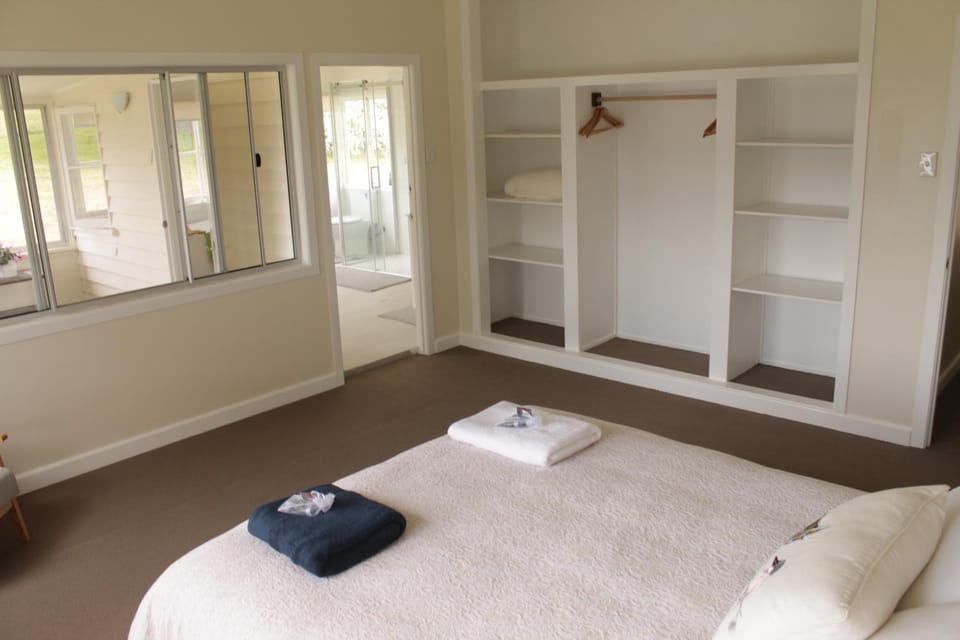 Bed, wardrobe