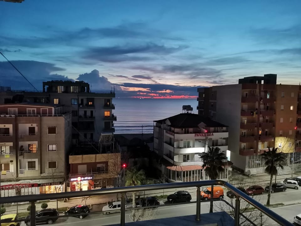 Night, Sea view, Street view, Sunset
