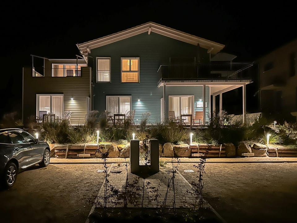 Property building, Facade/entrance, Night, Parking