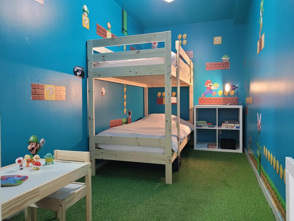 Bed, Children play ground, Game Room, Photo of the whole room, Decorative detail, Bedroom, children, young children, bunk bed