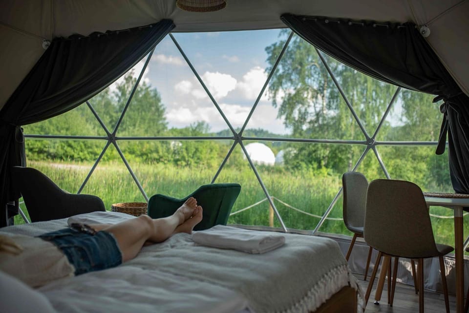 Bed, Natural landscape, Bedroom, Garden view