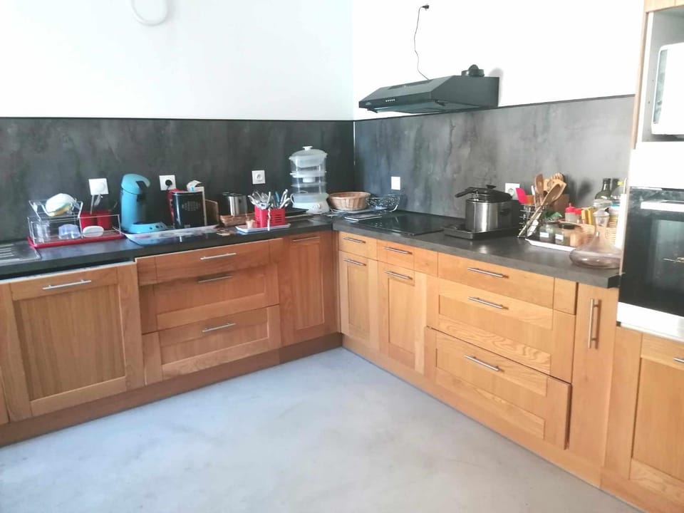Kitchen or kitchenette, stove, toaster