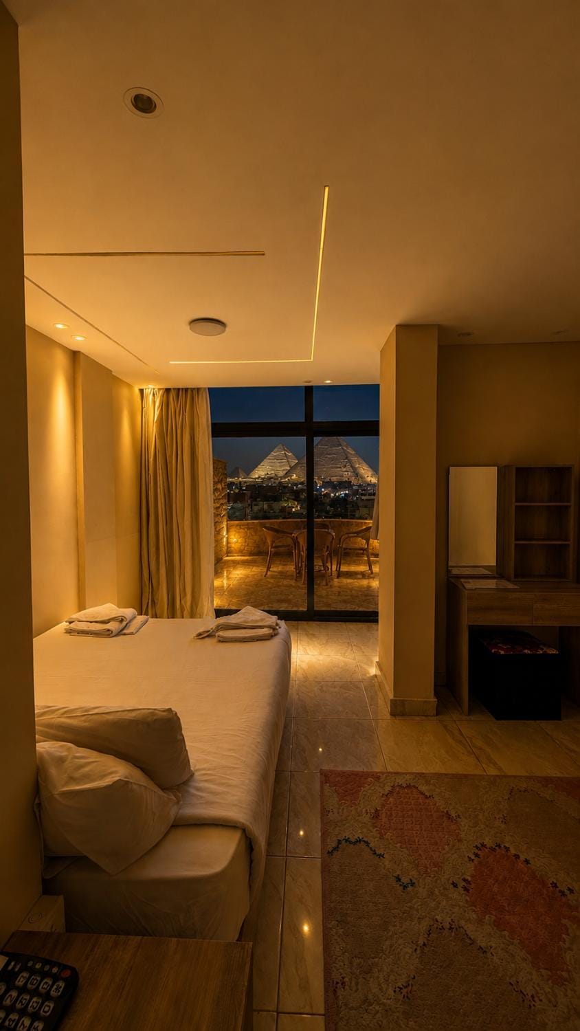 Bed, Bedroom, City view