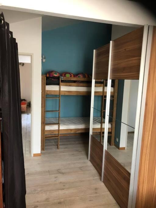 Bed, Bedroom, bunk bed, wardrobe