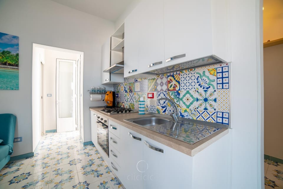 Kitchen or kitchenette, stove