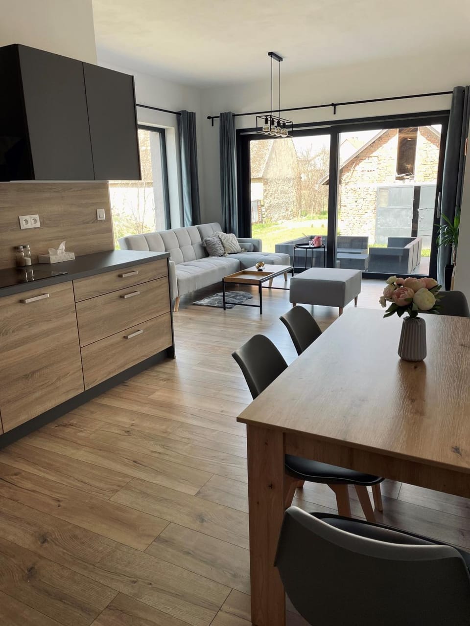 Kitchen or kitchenette, Living room, Dining area