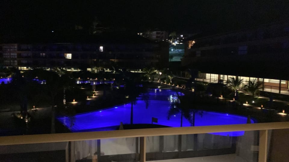 Night, Balcony/Terrace, Pool view, Swimming pool