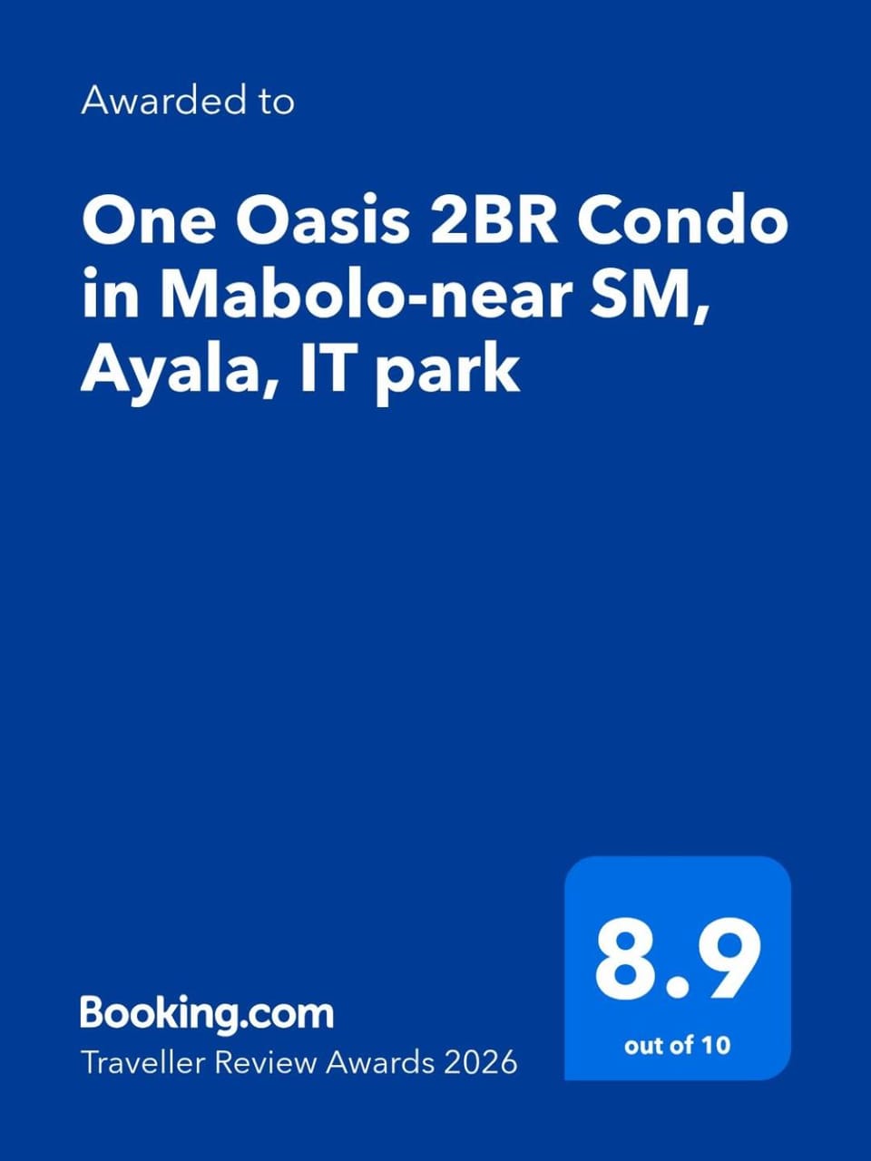 One Oasis 2BR Condo in Mabolo-near SM, Ayala, IT park Apartment in Lapu-Lapu City