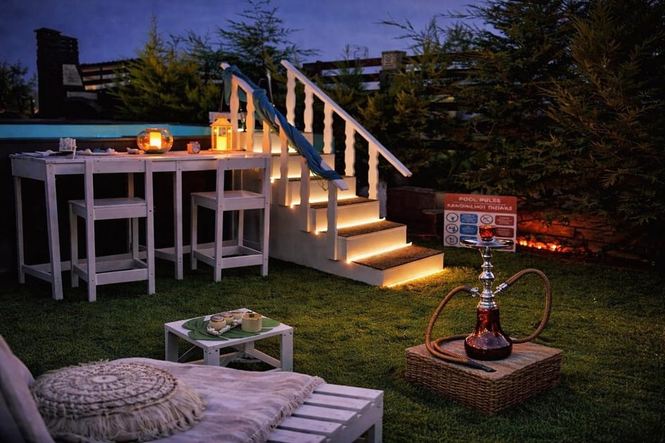 Property building, Night, Swimming pool