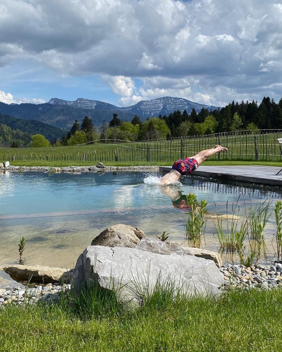 Spring, Natural landscape, Mountain view, Swimming pool