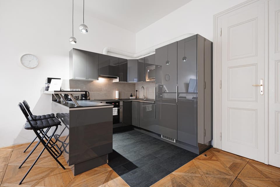 Kitchen or kitchenette, dishwasher, oven, stove