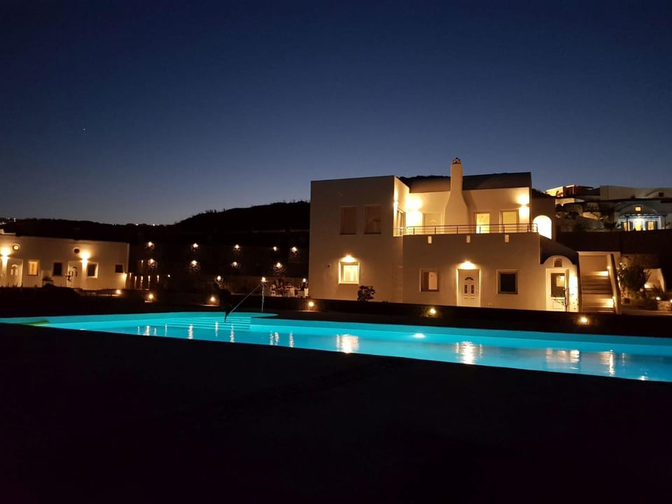 Property building, Night, Swimming pool