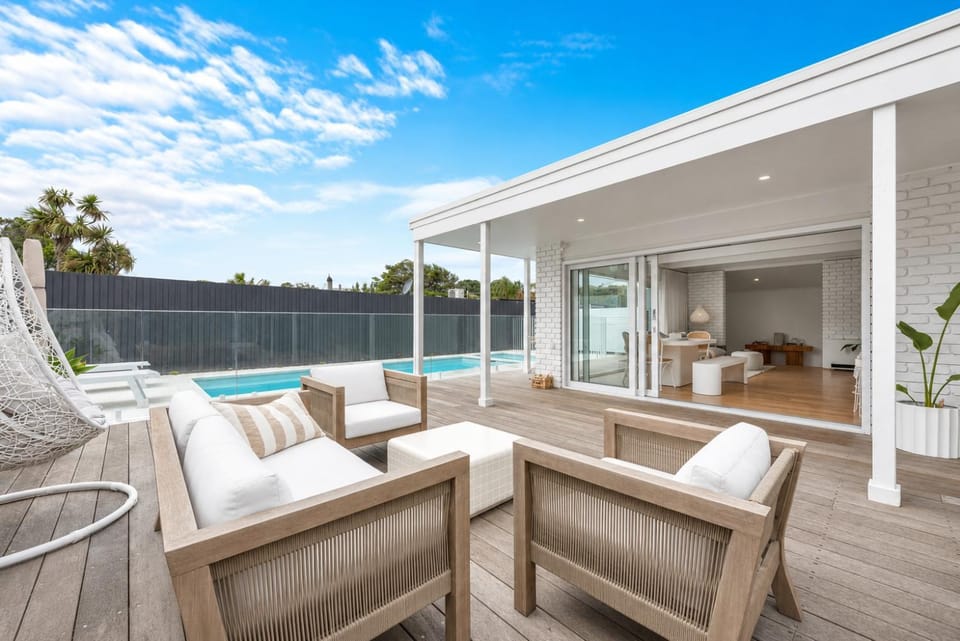 Patio, Living room, Seating area, Swimming pool