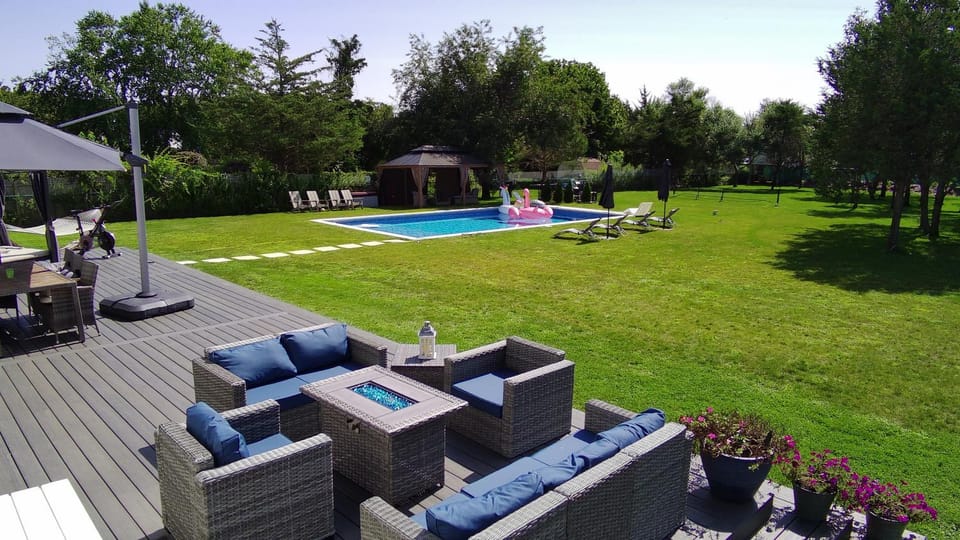 Patio, Natural landscape, Garden view, Pool view, Swimming pool, sunbed
