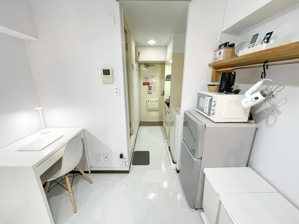 furniture, hair dryier, microwave