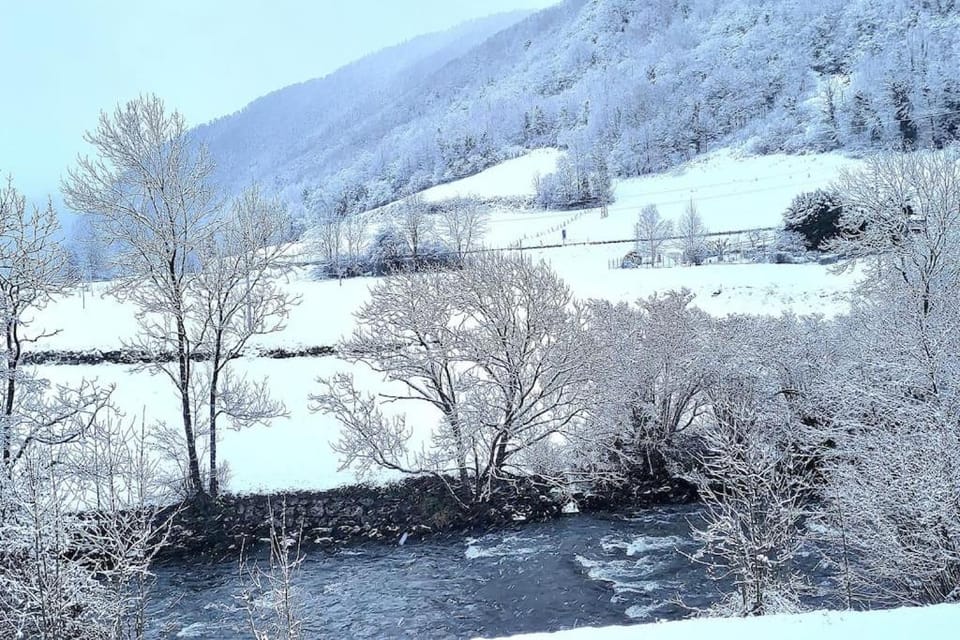 Winter, Mountain view, River view