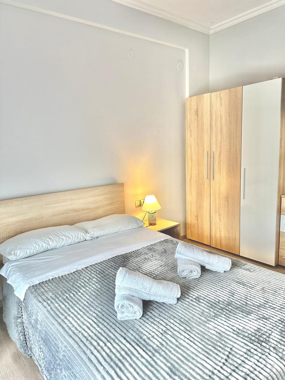 Bed, Photo of the whole room, Bedroom, towels, wardrobe