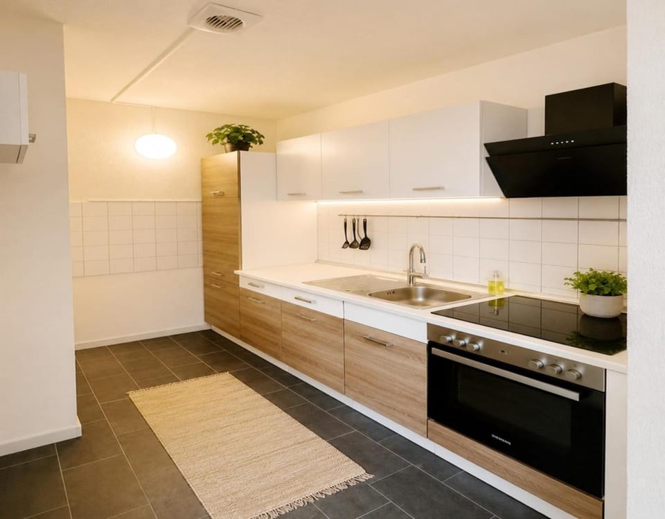 Kitchen or kitchenette, oven, stove