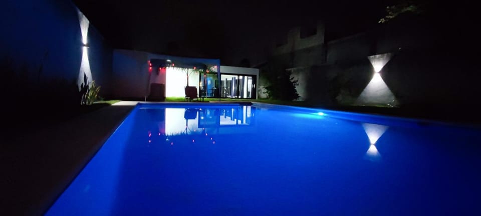 Night, Pool view, Swimming pool