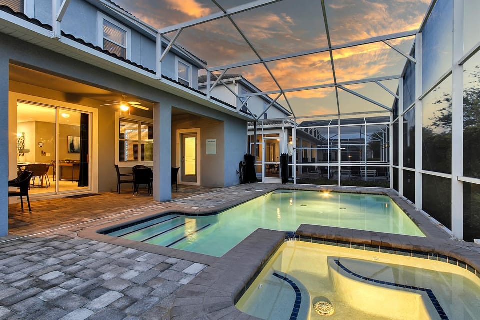 Patio, Night, Pool view, Swimming pool