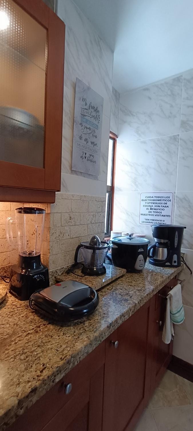 Kitchen or kitchenette, stove
