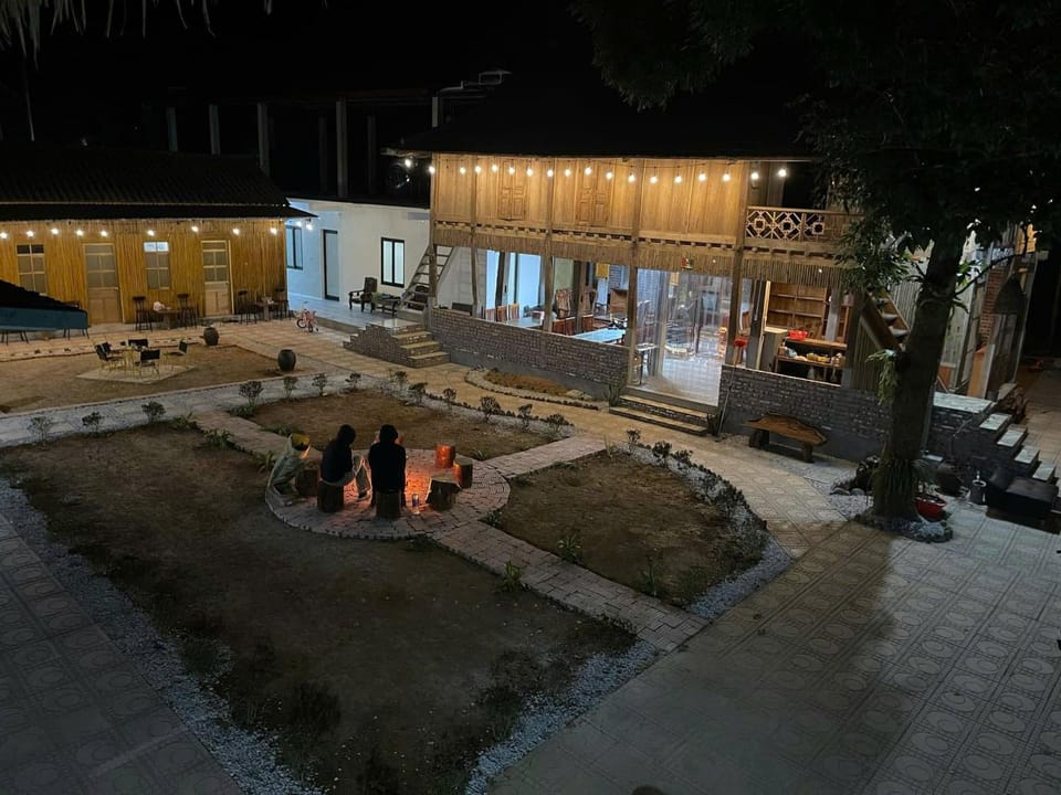 Property building, Night, People