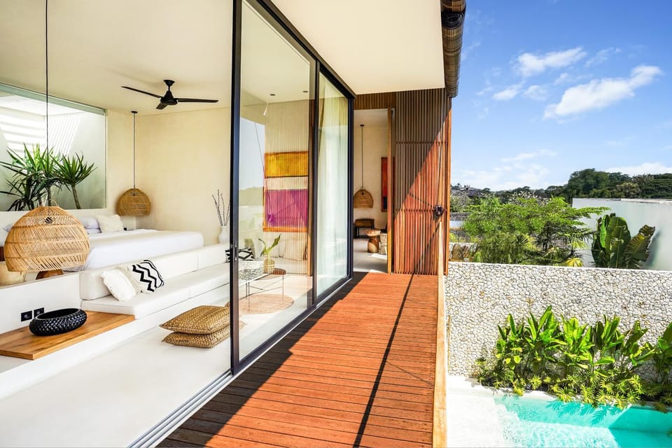 Patio, Bed, Day, View (from property/room), Balcony/Terrace, Photo of the whole room, Bedroom, Garden view, Pool view