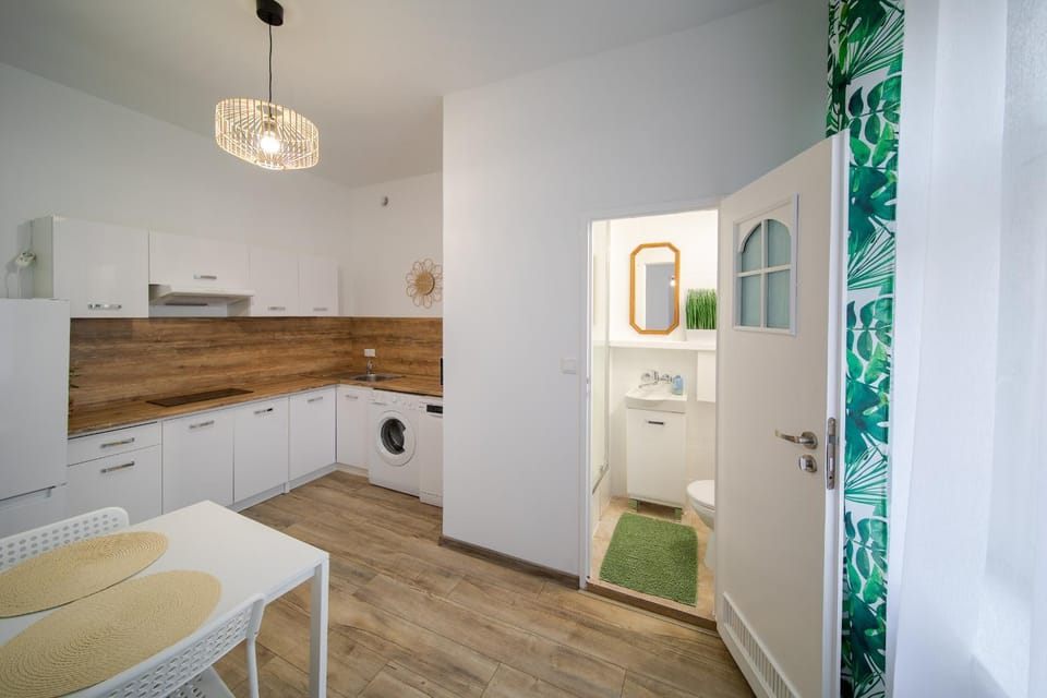 Kitchen or kitchenette, washing machine