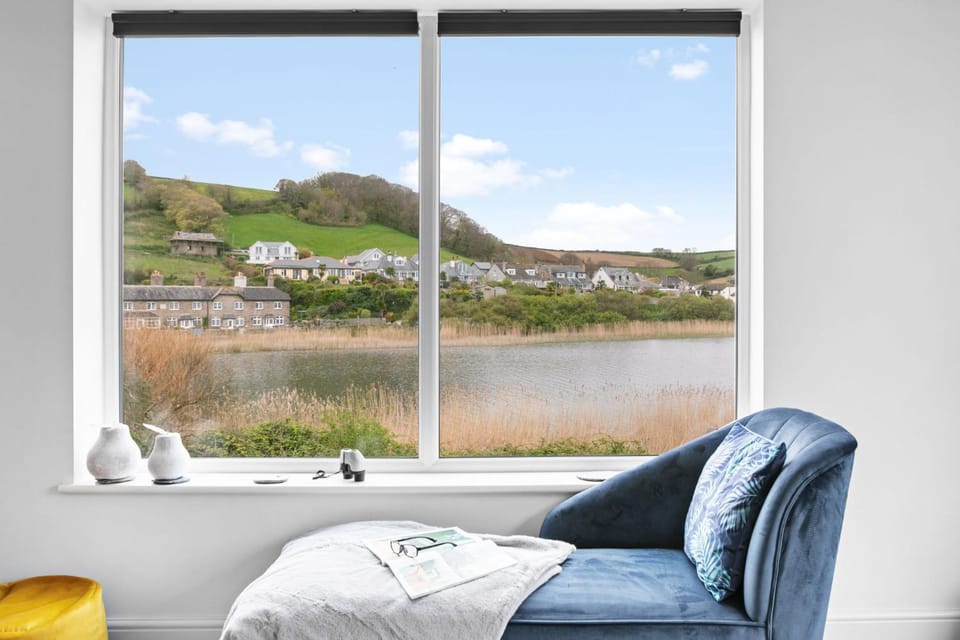 Natural landscape, Living room, Seating area, Lake view