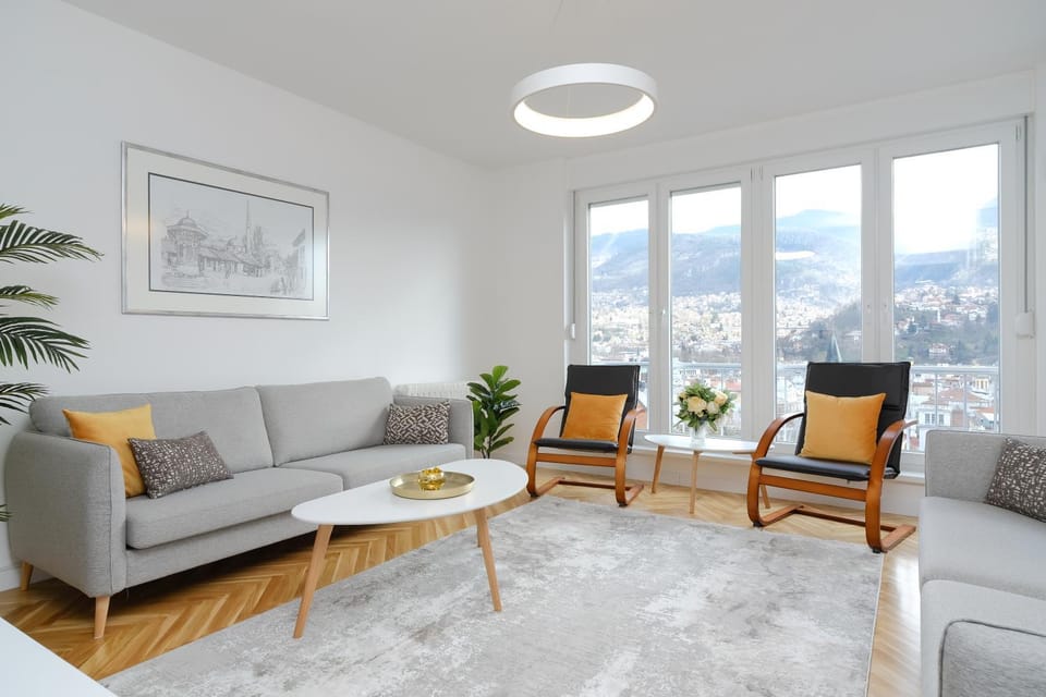 Natural landscape, Living room, Seating area, Mountain view
