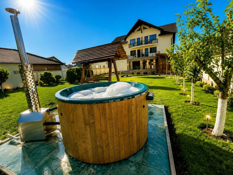 Property building, Natural landscape, Garden, Hot Tub