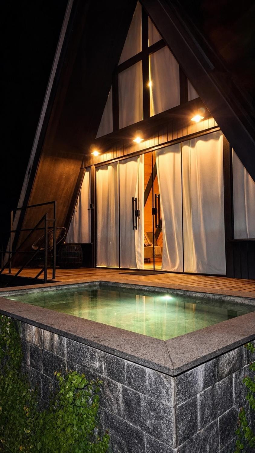 Night, Pool view, Swimming pool