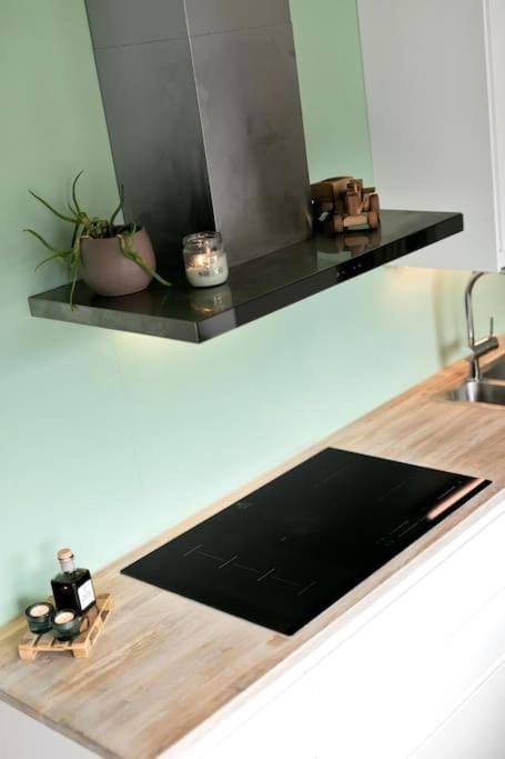 Kitchen or kitchenette, stove