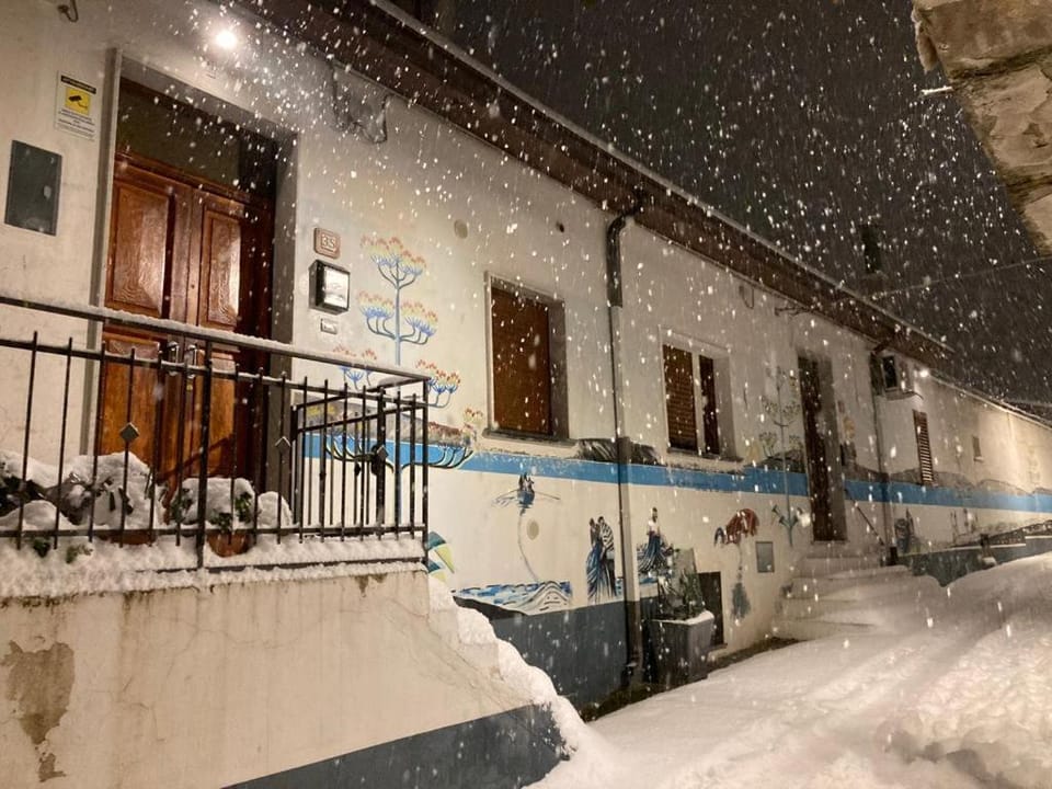 Property building, Night, Winter