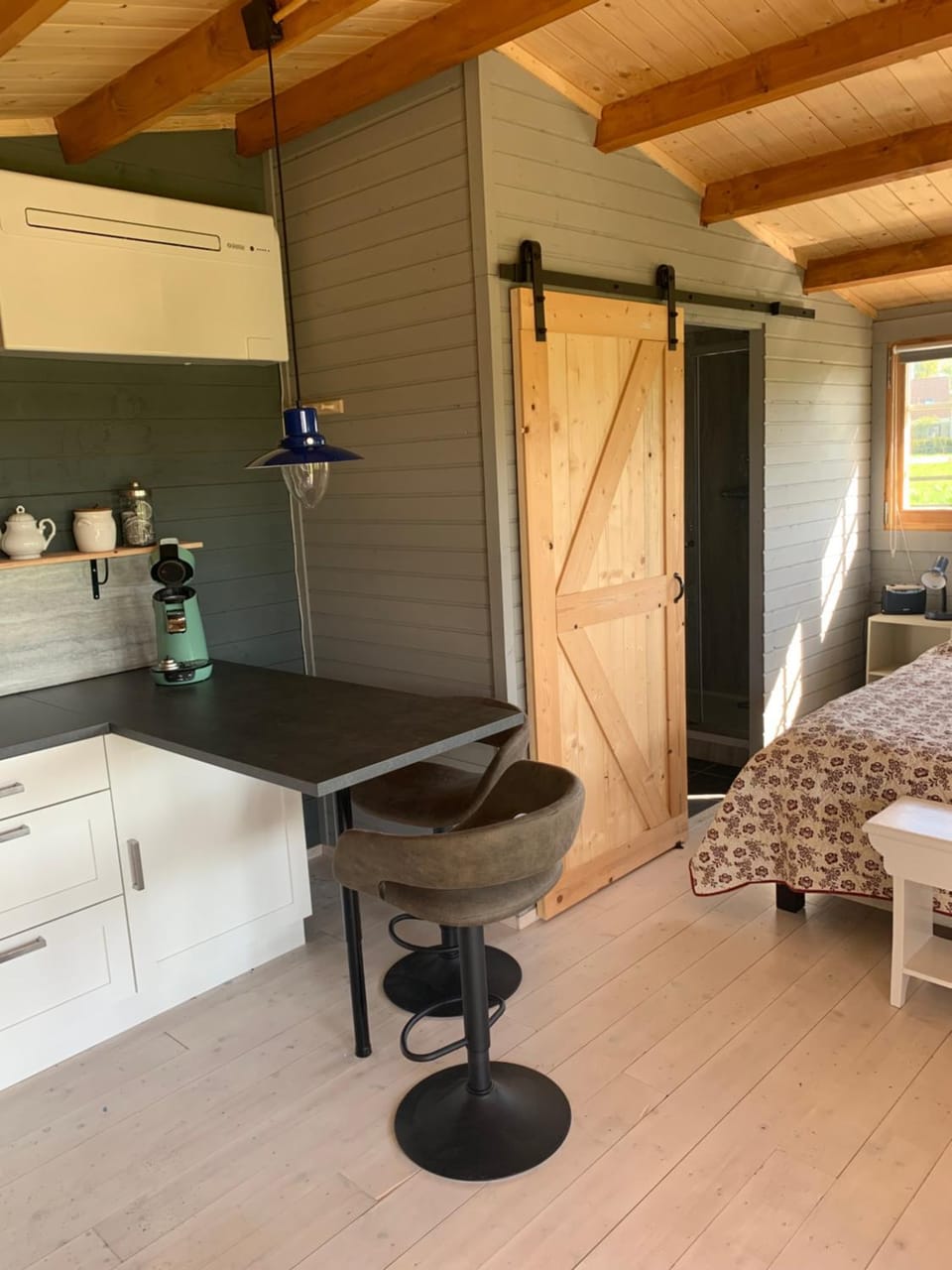 Bed, Kitchen or kitchenette, Dining area