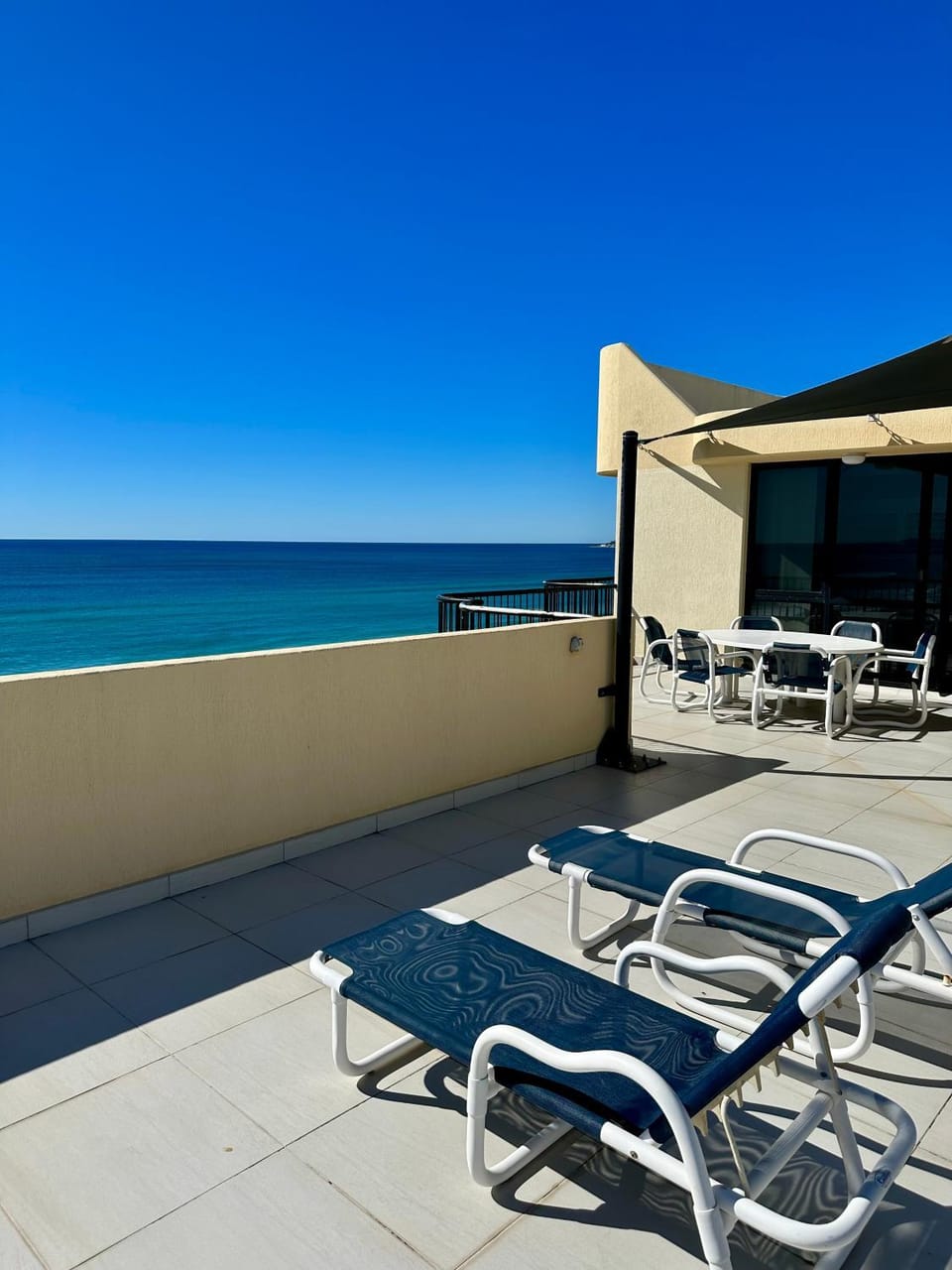 Patio, View (from property/room), Balcony/Terrace, Beach, Sea view, sunbed