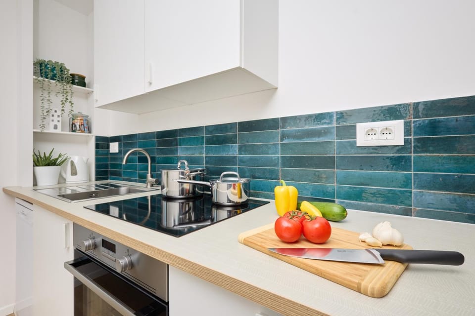 Kitchen or kitchenette, stove