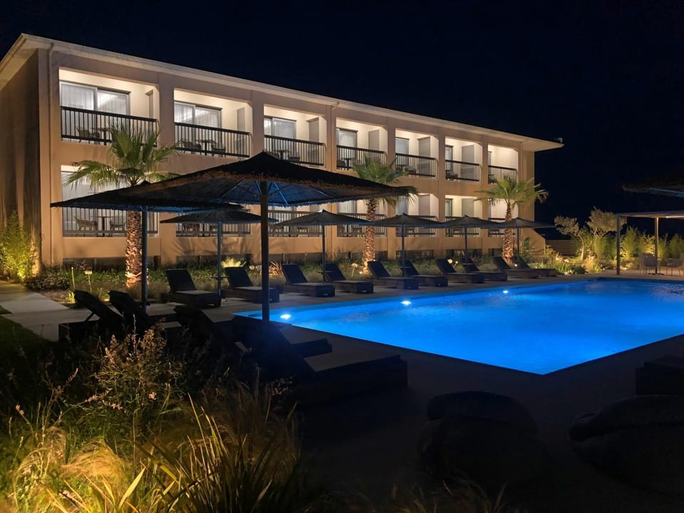 Property building, Night, Pool view, Swimming pool