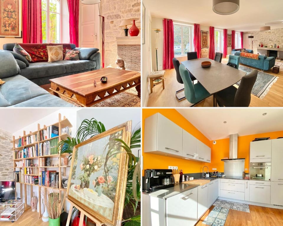Library, TV and multimedia, Coffee/tea facilities, Living room, Decorative detail, Seating area, City view, Landmark view, River view, oven, stove, kitchen